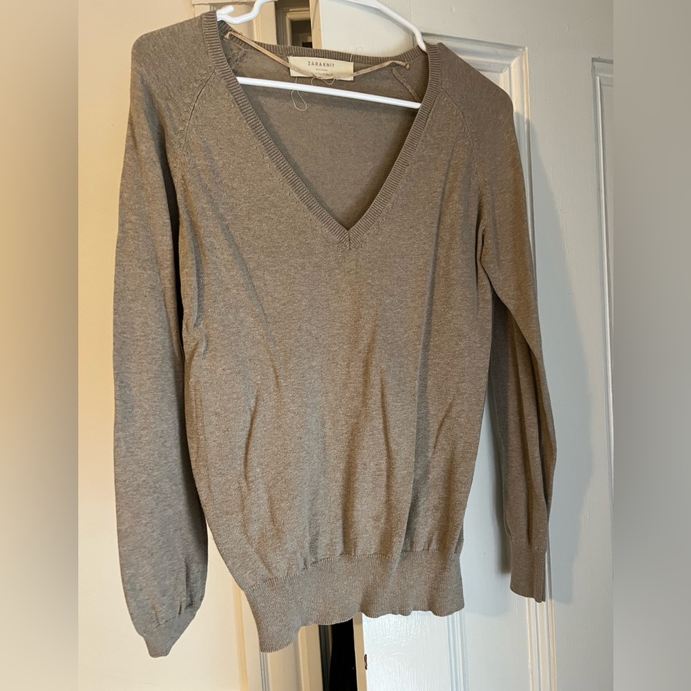 Zara knit basic sweater, light brown